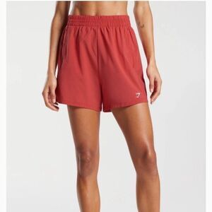 Gymshark Women's Woven Pocket High Waisted Short MG7 Sundried Red Small